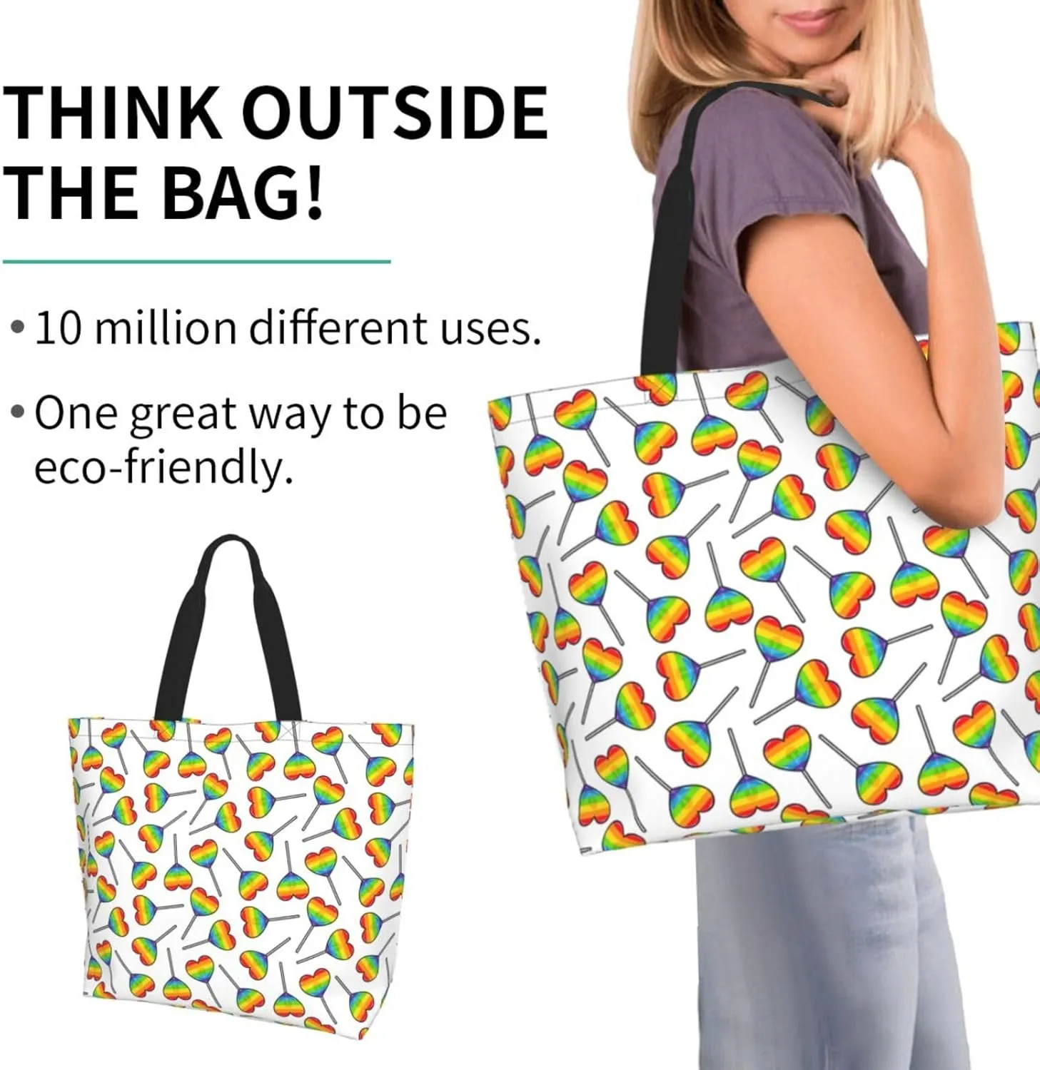 Love Wins Tote Bag For Women Men, Extra Large Market Beach Travel Reusable Grocery Shopping Shoulder Tote Bag