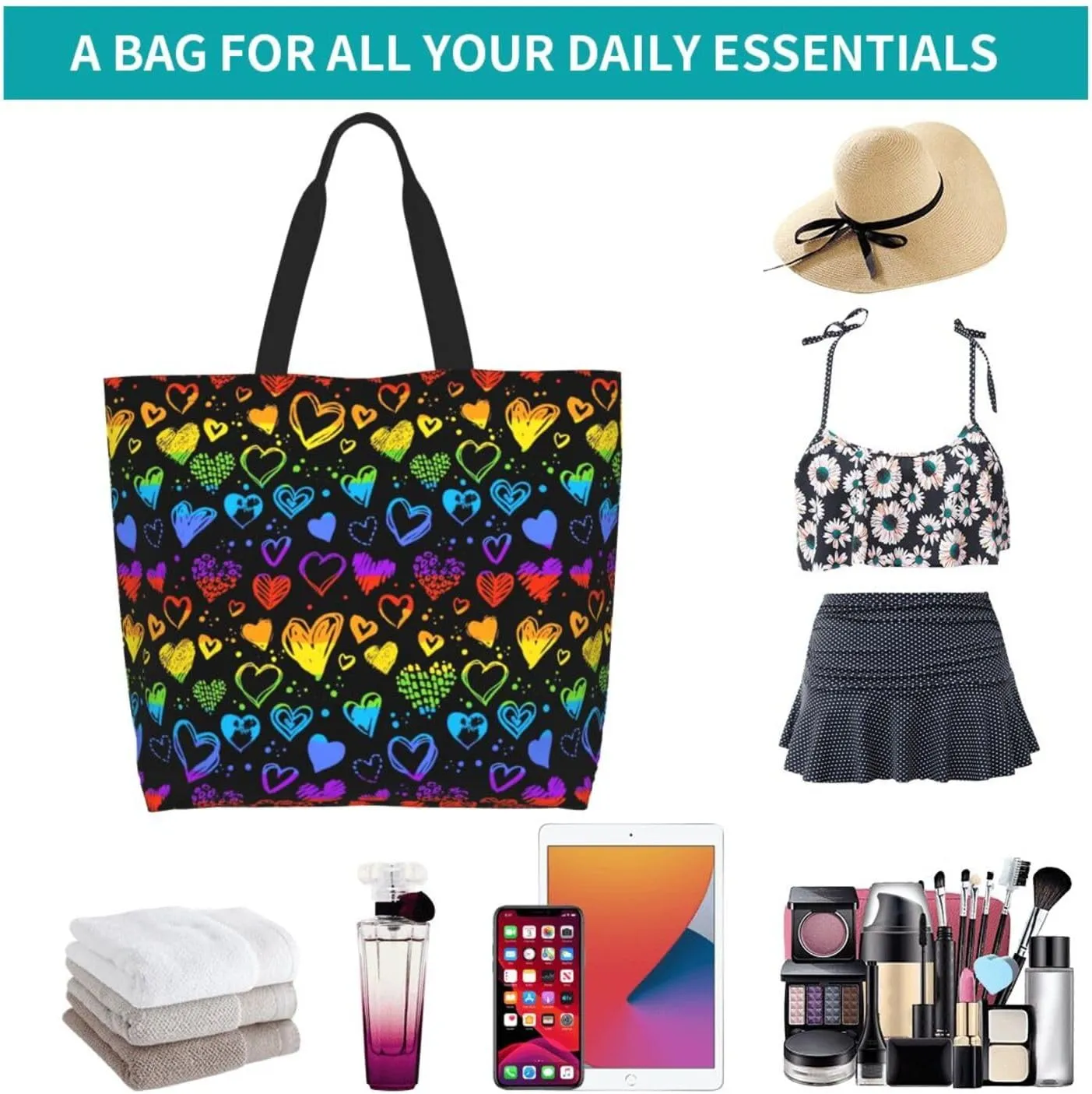 Love Wins Tote Bag For Women Men, Extra Large Market Beach Travel Reusable Grocery Shopping Shoulder Tote Bag
