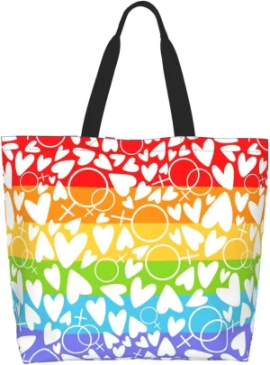 Love Wins Tote Bag For Women Men, Extra Large Market Beach Travel Reusable Grocery Shopping Shoulder Tote Bag