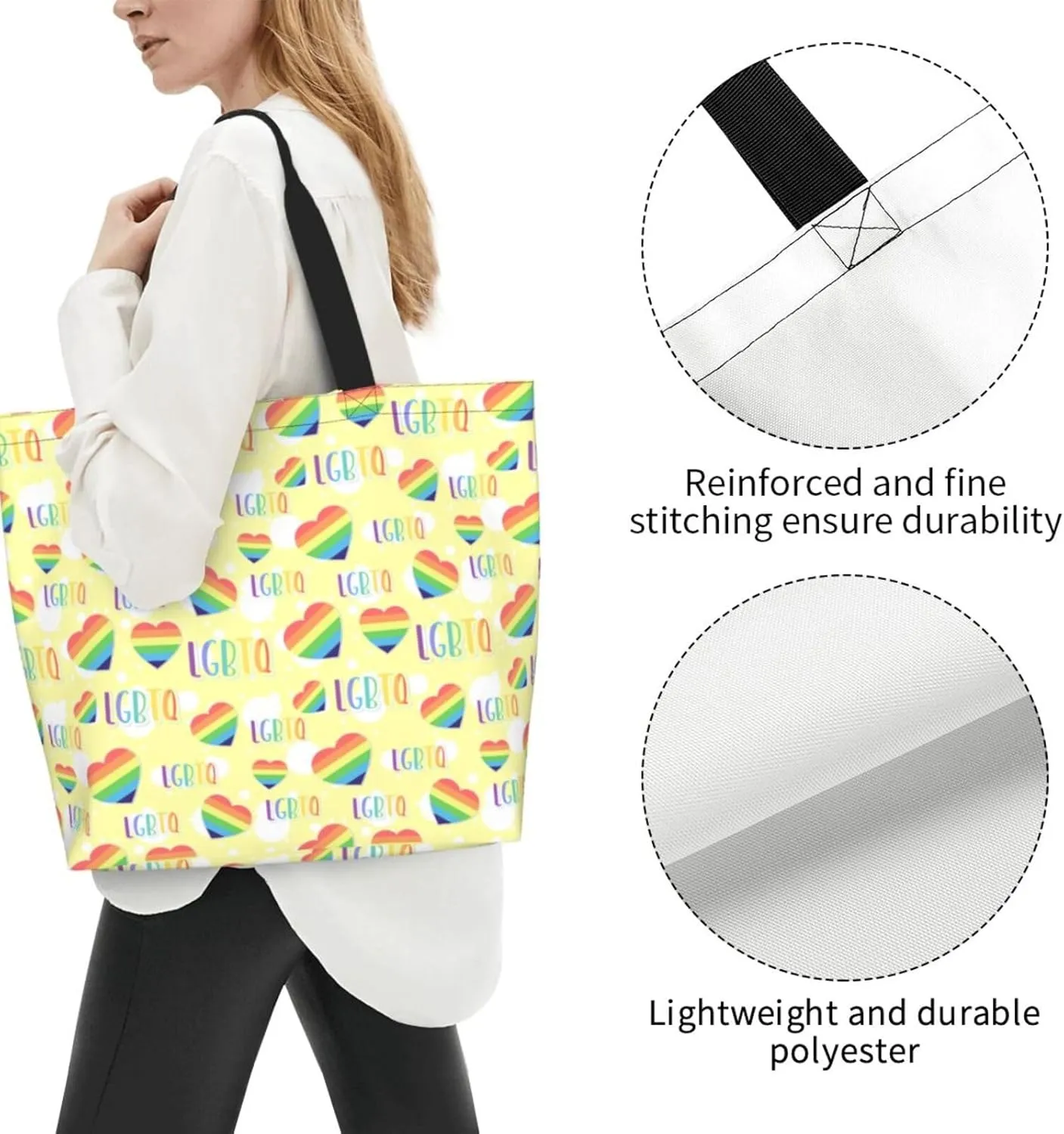 Love Wins Tote Bag For Women Men, Extra Large Market Beach Travel Reusable Grocery Shopping Shoulder Tote Bag