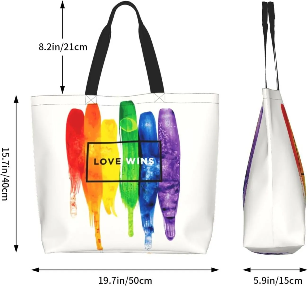 Love Wins Tote Bag For Women Men, Extra Large Market Beach Travel Reusable Grocery Shopping Shoulder Tote Bag
