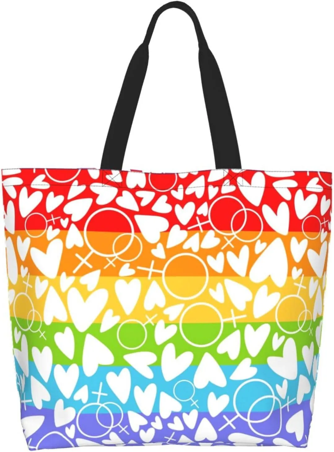 Love Wins Tote Bag For Women Men, Extra Large Market Beach Travel Reusable Grocery Shopping Shoulder Tote Bag