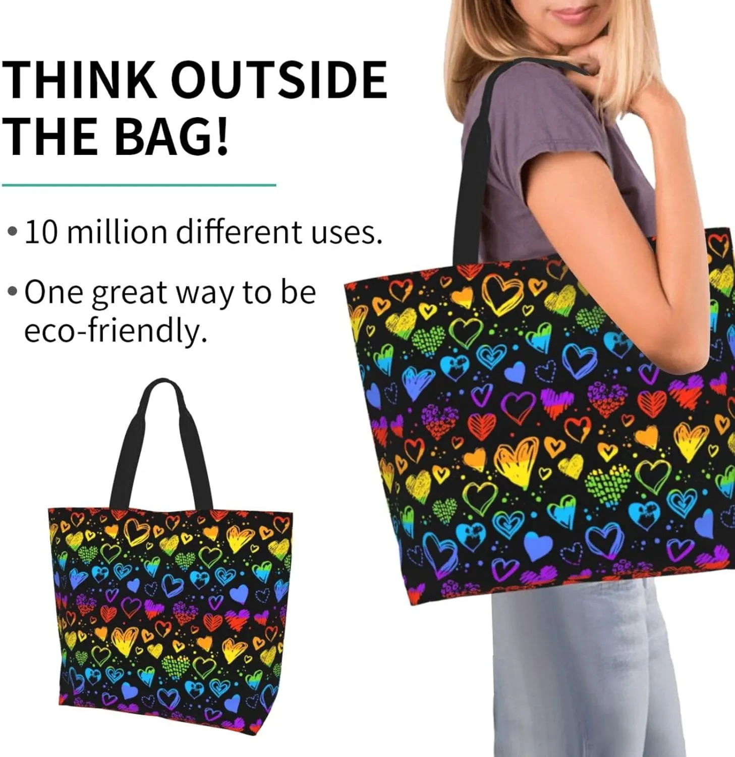 Love Wins Tote Bag For Women Men, Extra Large Market Beach Travel Reusable Grocery Shopping Shoulder Tote Bag