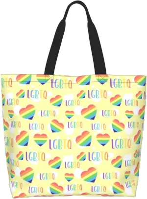 Love Wins Tote Bag For Women Men, Extra Large Market Beach Travel Reusable Grocery Shopping Shoulder Tote Bag