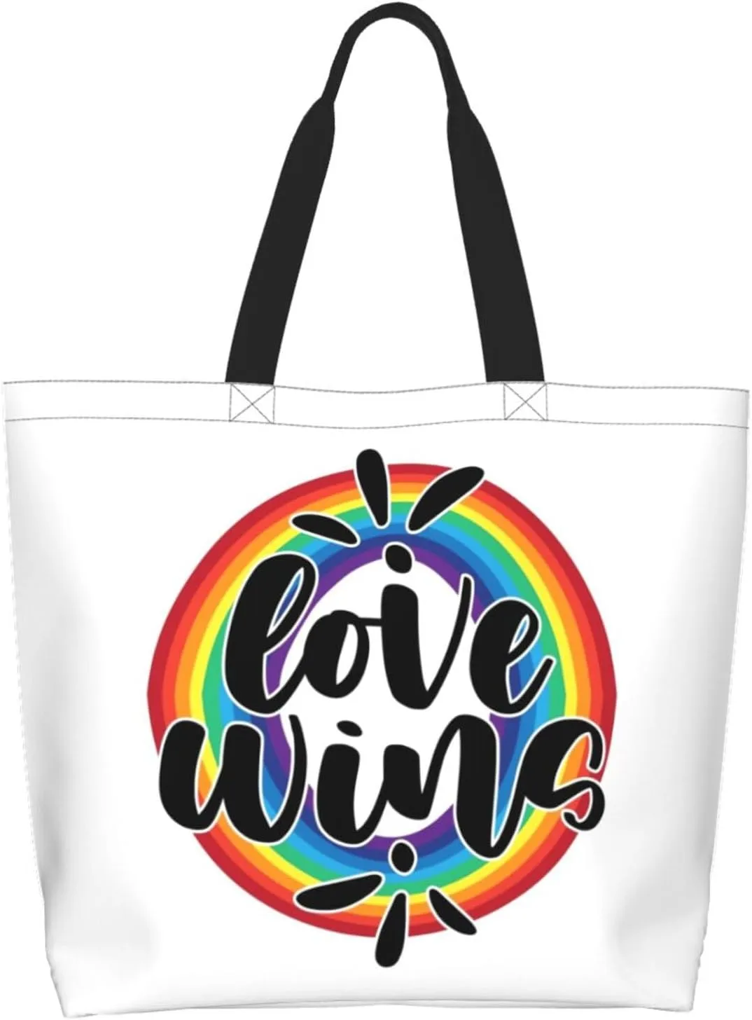 Love Wins Tote Bag For Women Men, Extra Large Market Beach Travel Reusable Grocery Shopping Shoulder Tote Bag