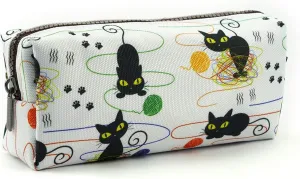 LParkin Cute Cat Pencil Case Bag Knitting Notion Pouch Kitten Gifts for Cat Lovers Makeup Bag Cosmetics Bag Zipper Closure Portable Stationery Organizer Kawaii Box Gadget Bag Multi-Purpose Bag Travel