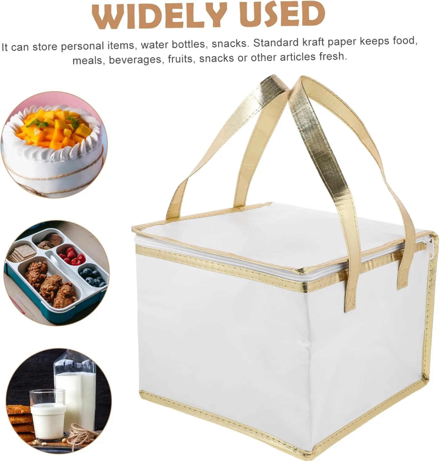 MAGICLULU 1pc Insulated Fresh-keeping Hot for Food Insulated Grocery Insulated Carrier Cold Cooler Storage Thermal Shopping Insulated Take Out White Aluminum