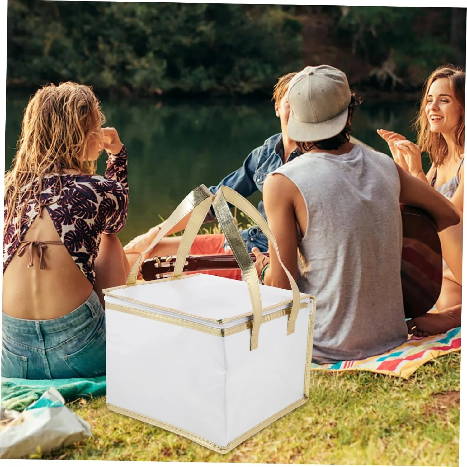MAGICLULU 1pc Insulated Fresh-keeping Hot for Food Insulated Grocery Insulated Carrier Cold Cooler Storage Thermal Shopping Insulated Take Out White Aluminum