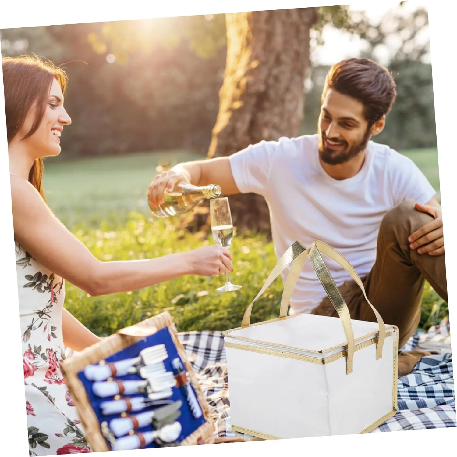 MAGICLULU 1pc Insulated Fresh-keeping Hot for Food Insulated Grocery Insulated Carrier Cold Cooler Storage Thermal Shopping Insulated Take Out White Aluminum