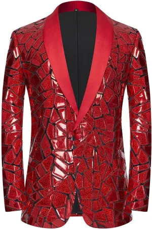 Make a Bold Statement with Our Men's Sequin Blazer - Perfect for Weddings, Parties