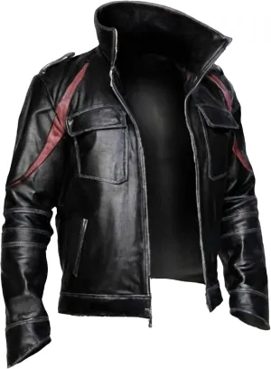 Men's Real Leather Black & Red Design Jacket - P2 James Heller Video Game Costume