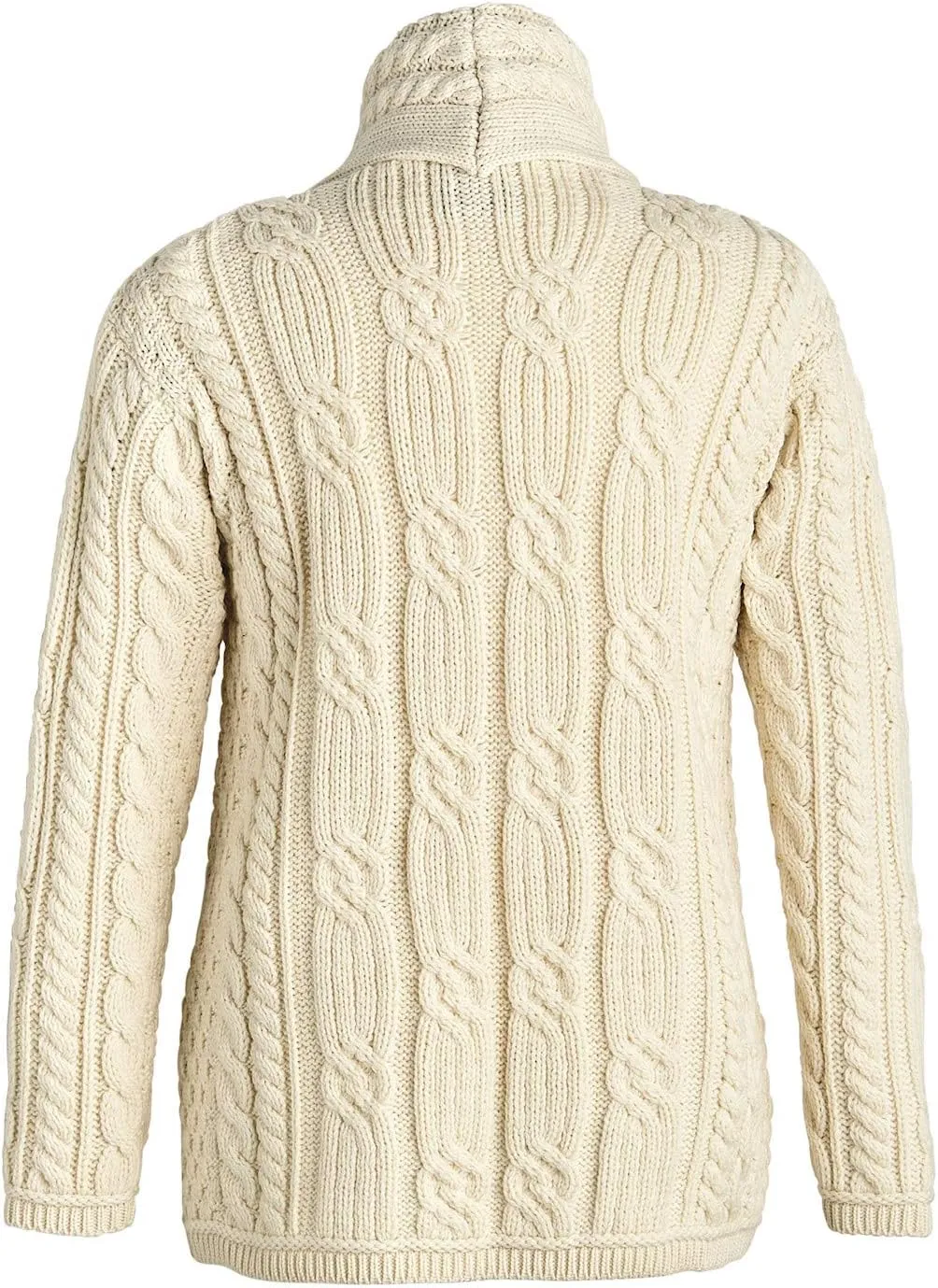Merino Wool Cable Knit Irish Shawl Cardigan Sweater for Women Made in Ireland