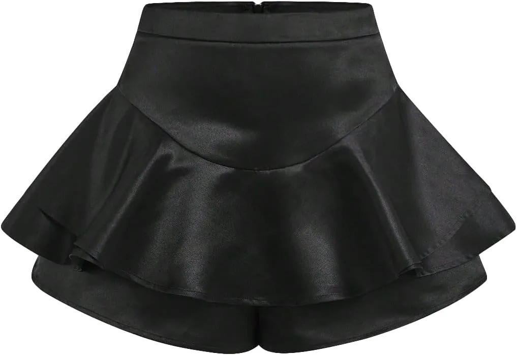Milumia Women's Ruffle Hem Mini Skort High Waisted Trendy Flare Skorts Shorts