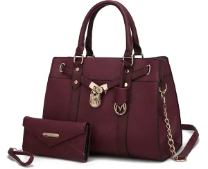 MKF Collection Tote Bag for Women, Vegan Leather Top-Handle Crossbody Satchel & Wristlet Wallet Purse Handbag