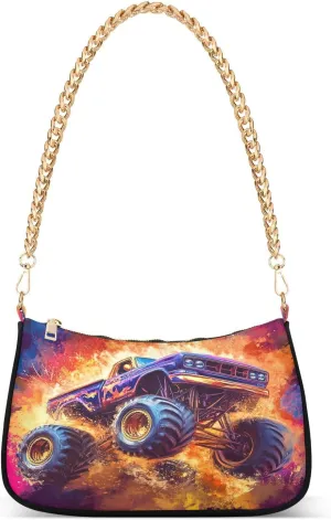 Monster Truck Shoulder Bag with Zipper, Purse Trendy