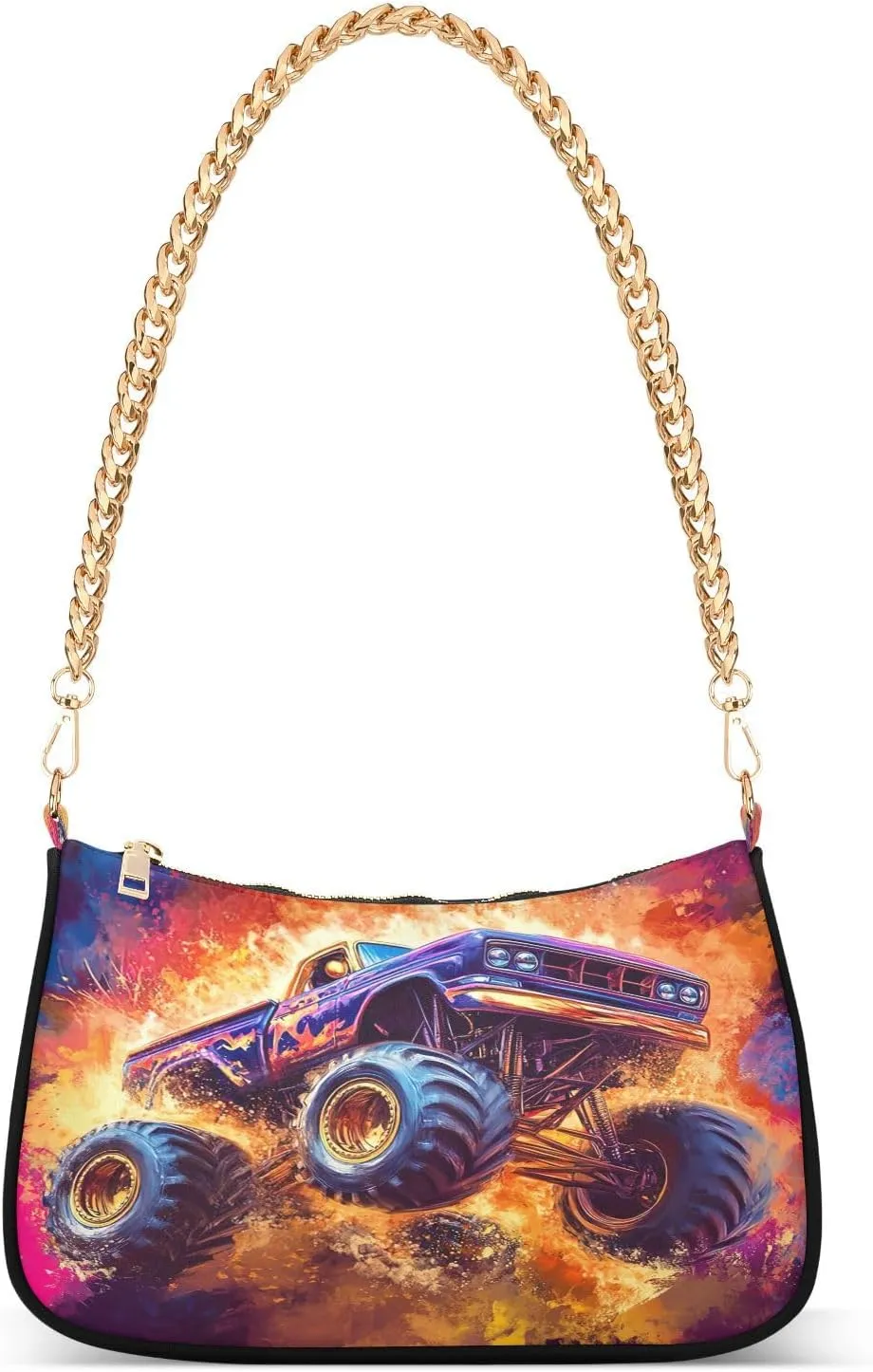 Monster Truck Shoulder Bag with Zipper, Purse Trendy