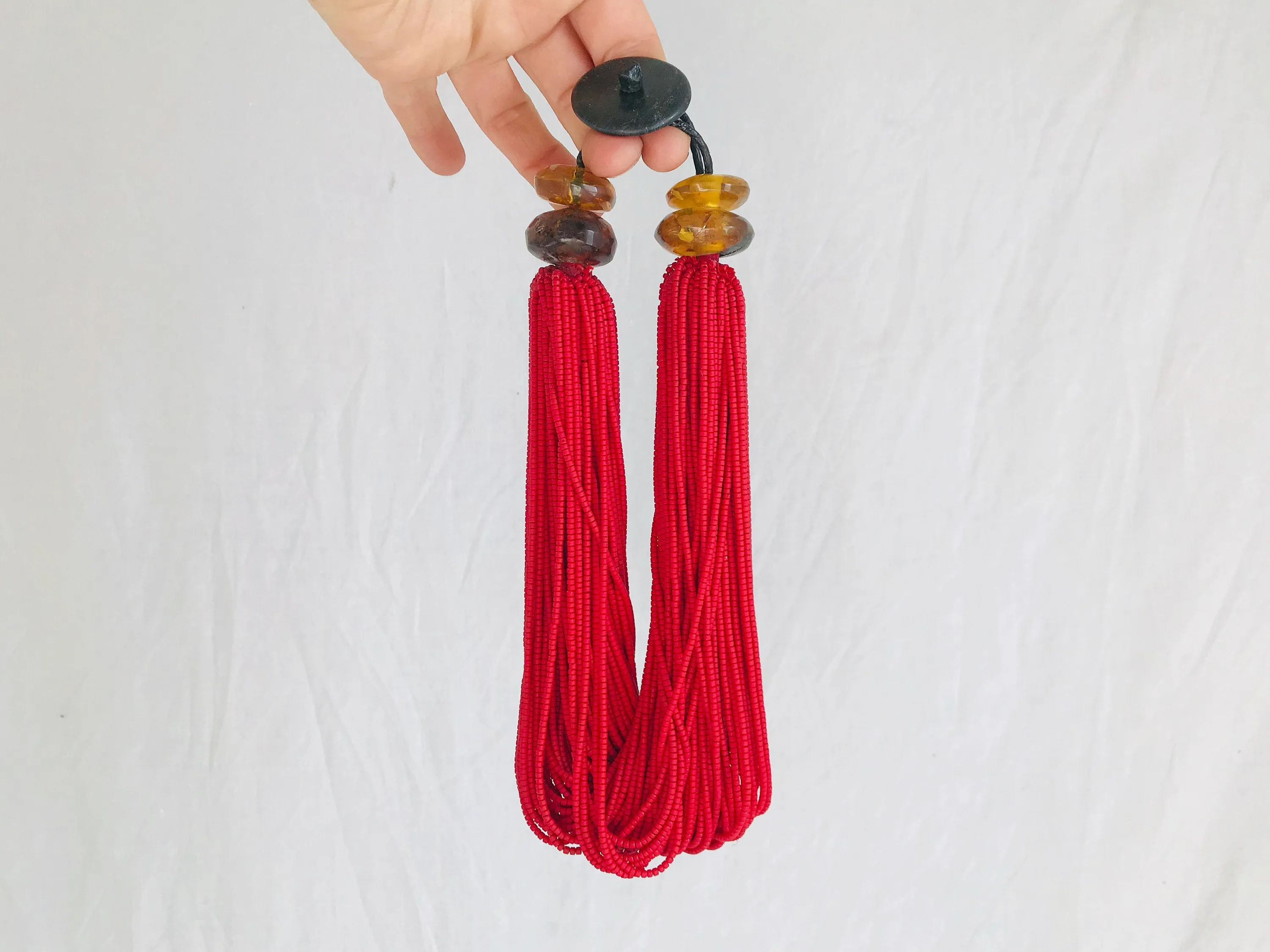 Multi-strand Necklace. Amber & Black Jade