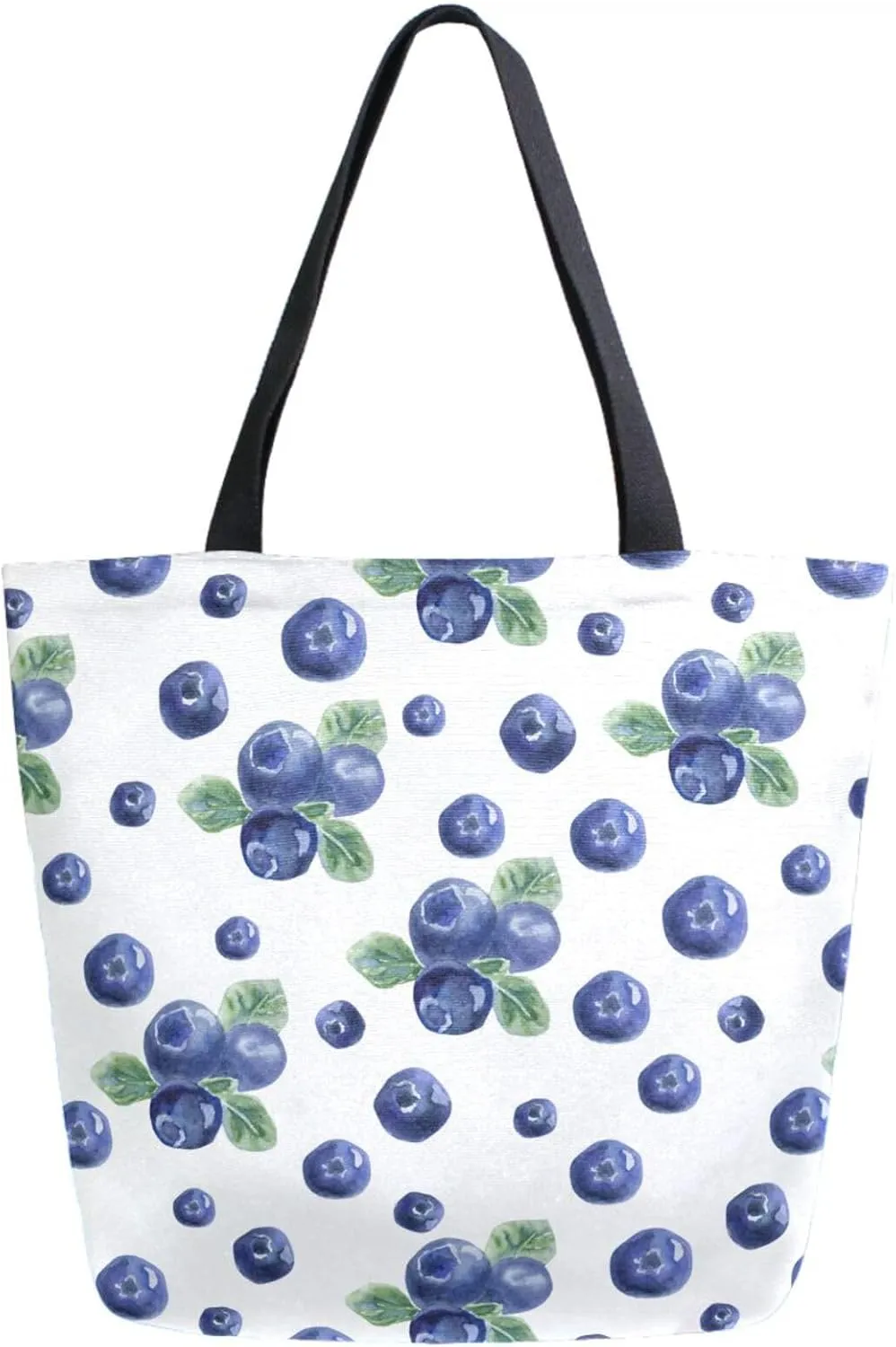 Naanle Womens Extra Large Fresh Blueberries Leaves Canvas Reusable Market Beach Travel Gym Shopping Shoulder Tote Bag