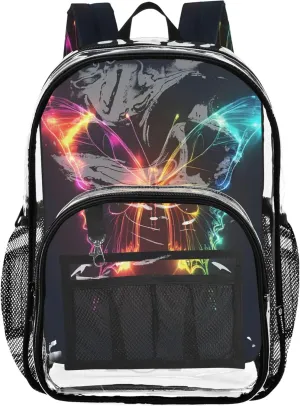 Neon Glowing Butterfly Boys Backpacks, Clear Plastic Bag, Backpack Clear, Backpack for Girls 10-12