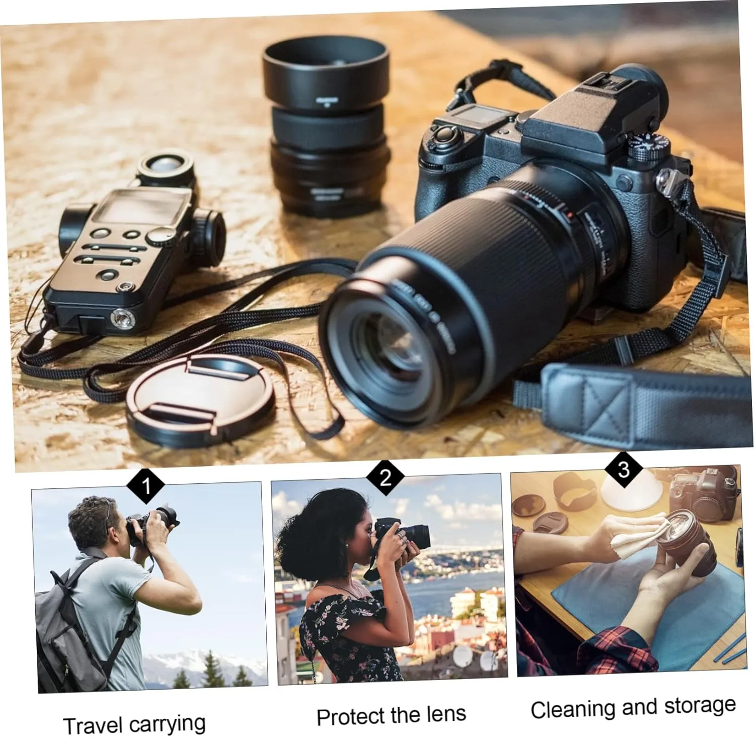 Neoprene Lens Case Pouch Dslr Camera Lens Pouch Bag Carabiner Small Size