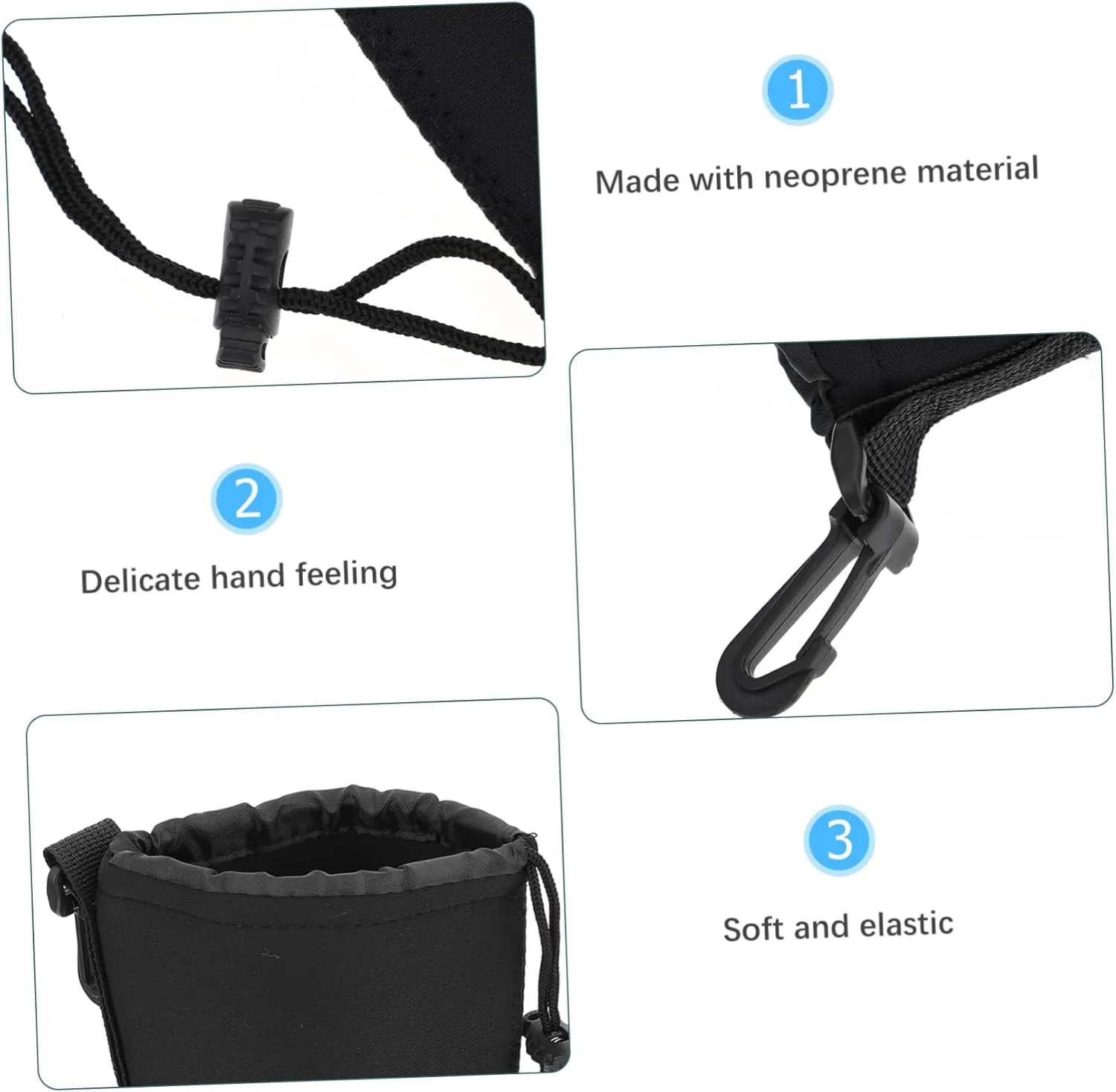 Neoprene Lens Case Pouch Dslr Camera Lens Pouch Bag Carabiner Small Size