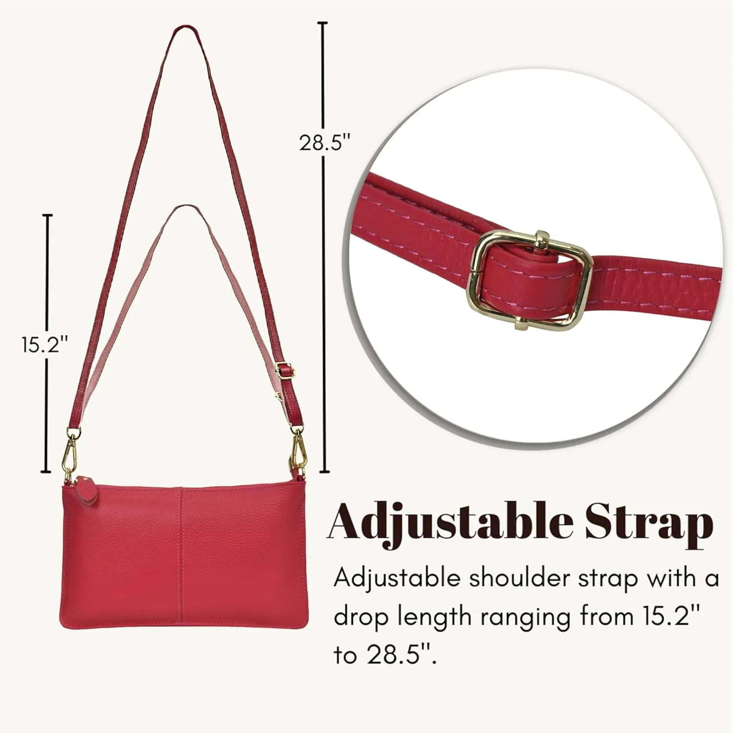 NGIL Women Genuine Leather Crossbody Wristlet, Women's Handbag, Chic Shoulder Bag Small Wristlet Wallet, Golden Accent Zipper