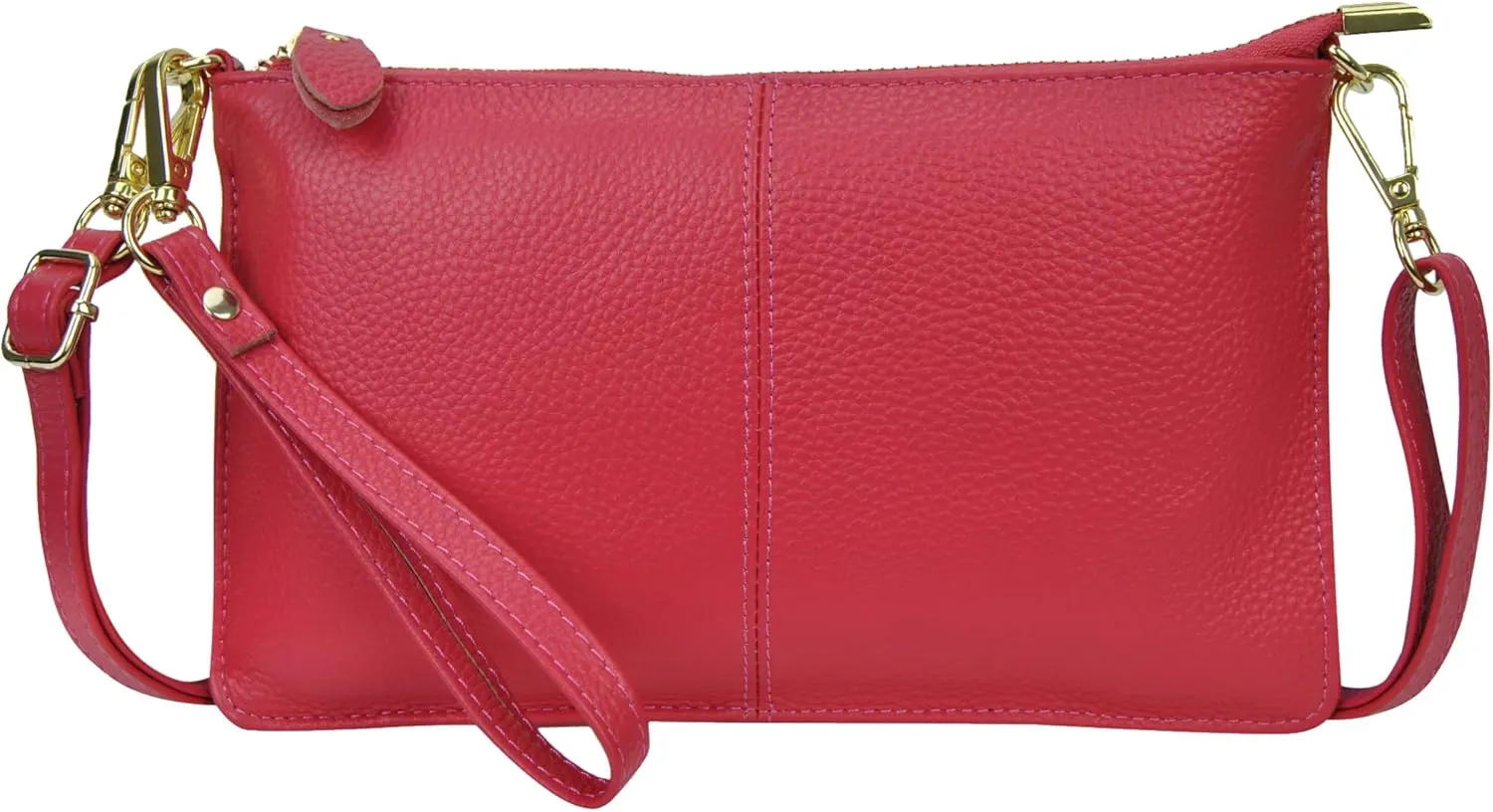 NGIL Women Genuine Leather Crossbody Wristlet, Women's Handbag, Chic Shoulder Bag Small Wristlet Wallet, Golden Accent Zipper