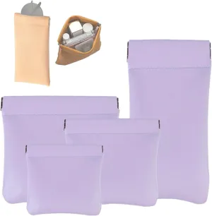 Onavee - 4 PCS Onavee Organizer Pouch, Onavee Purse Organizer, Pouchic - Personalized Snap Closure Leather Organizer Pouch (Purple)