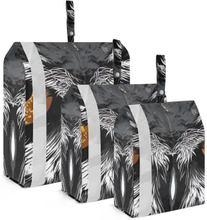 Owl Eyes Packing Cubes Set of 3, Lightweight Travel Luggage Organizers Foldable Bags for Easy Packing and Organization