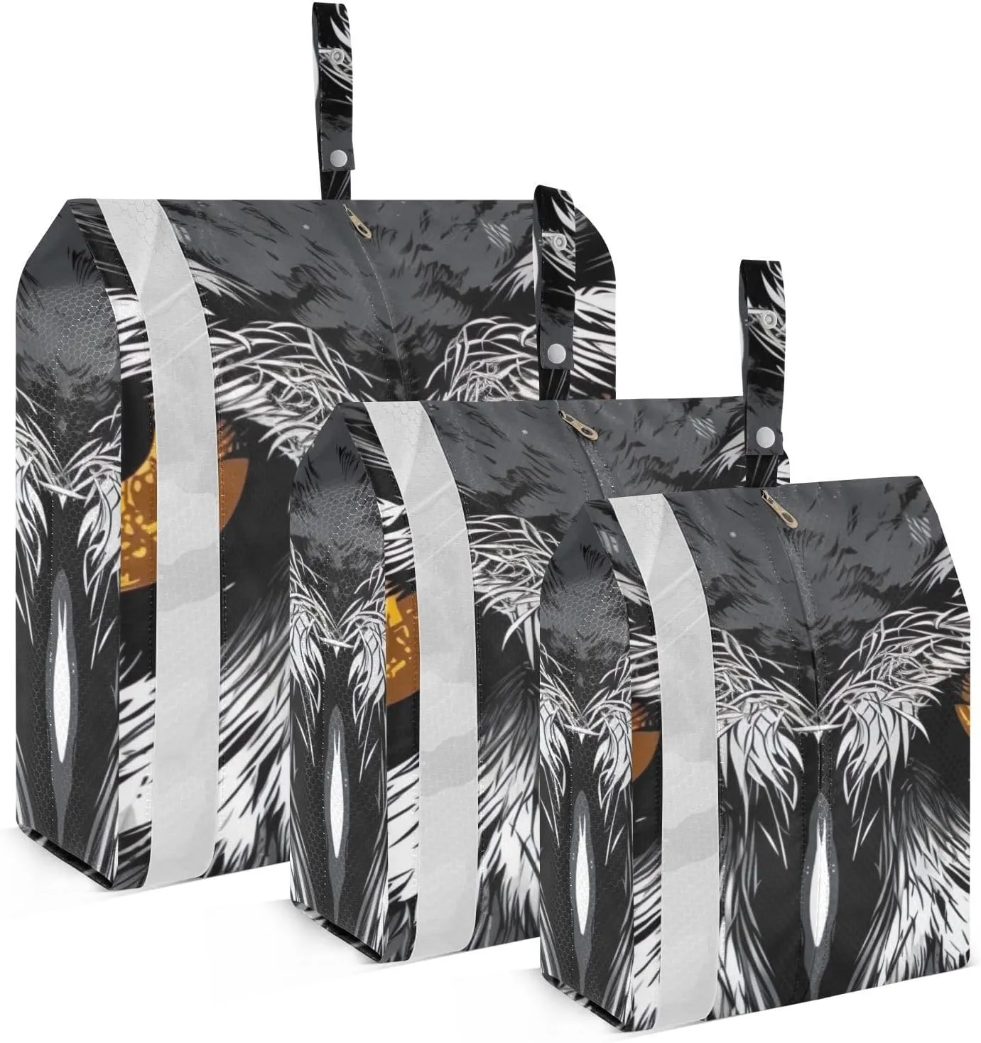 Owl Eyes Packing Cubes Set of 3, Lightweight Travel Luggage Organizers Foldable Bags for Easy Packing and Organization