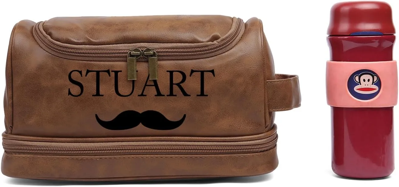 Personalized Toiletry Bag for Men - Custom Name or Initials Leather Dopp Kit,Hanging Toiletry Bag for Men Gift for Birthday, Christmas, or Fathers Day