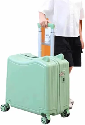 portable Luggage Suitcases With Wheels Cute Fashion Luggage Large-capacity Boarding Carry On Luggage Wear-resistant Combination Lock Suitcase exquisite (Green 43 * 46 * 22CM)