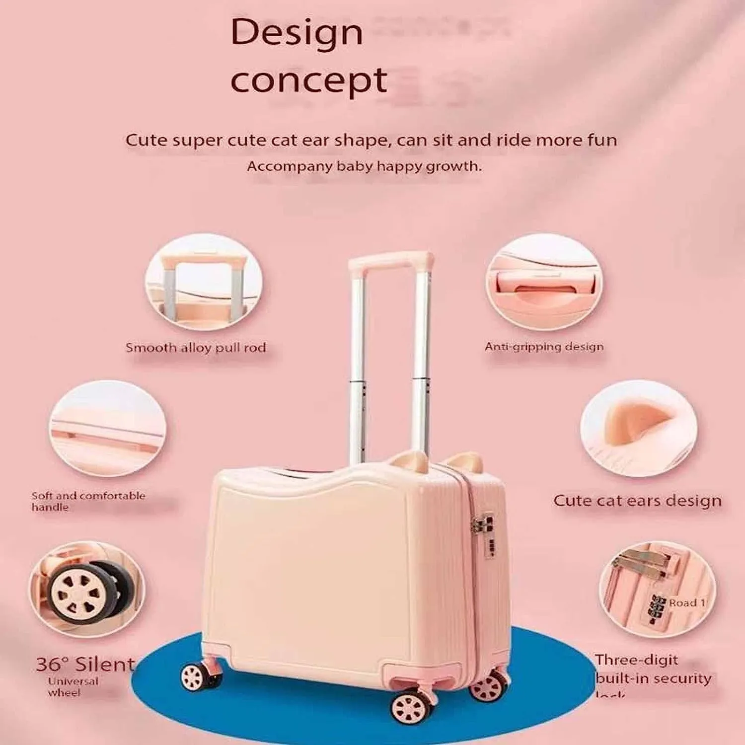 portable Luggage Suitcases With Wheels Cute Fashion Luggage Large-capacity Boarding Carry On Luggage Wear-resistant Combination Lock Suitcase exquisite (Green 43 * 46 * 22CM)