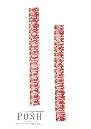 Posh Jewelry Co. Pink Rhinestone Tennis Earrings