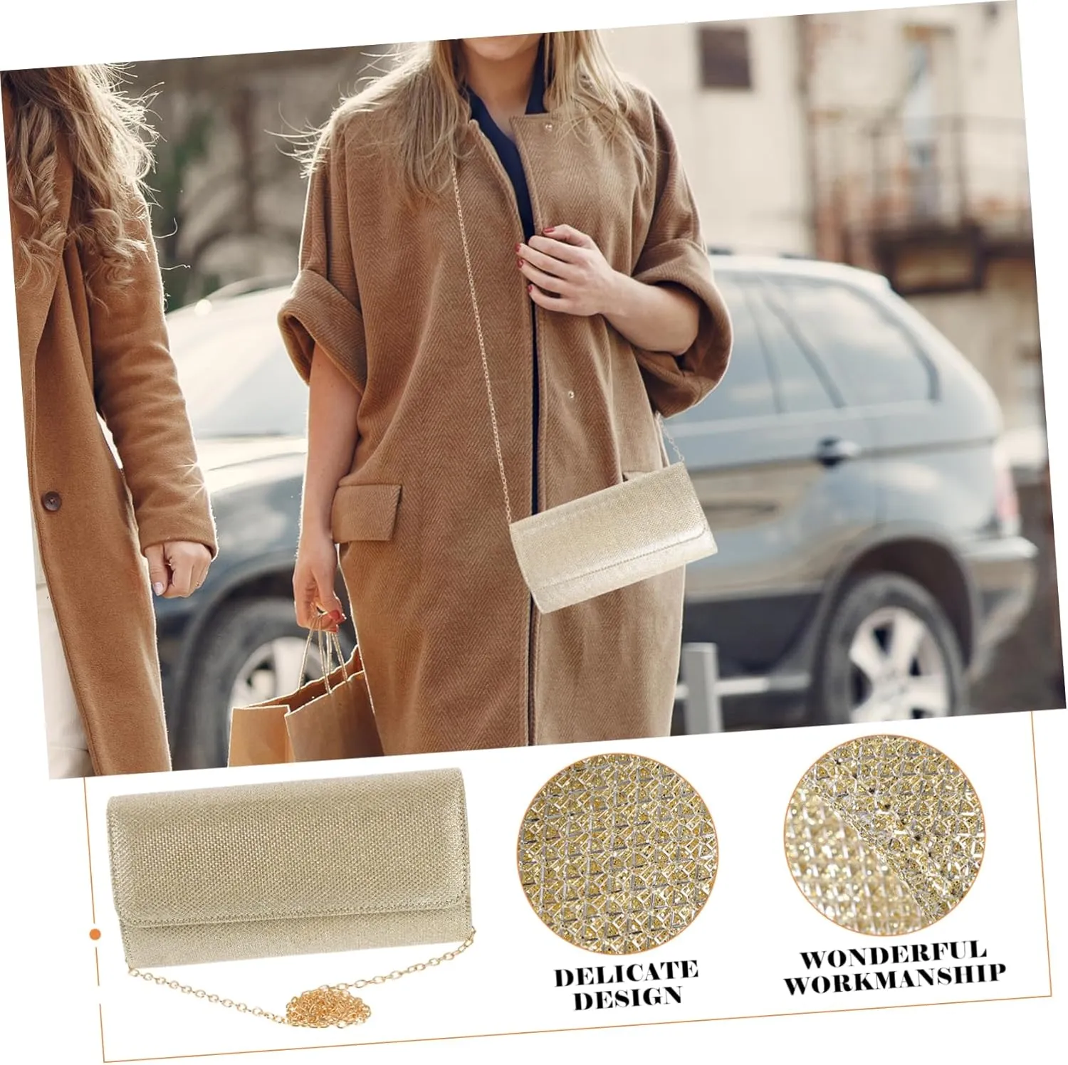 PRETYZOOM Handbag Lady Clutch Bag Purse for Party Women Evening Bag Clutch Bag with Chain Strap Clutch Bag for