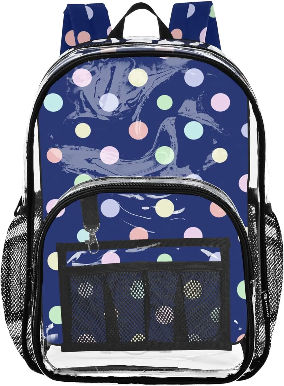 Rainbow Colorful Polka Dot Blue Kids School Backpack, Clear Plastic Bags, Transparent School Bag, Boys Bookbag