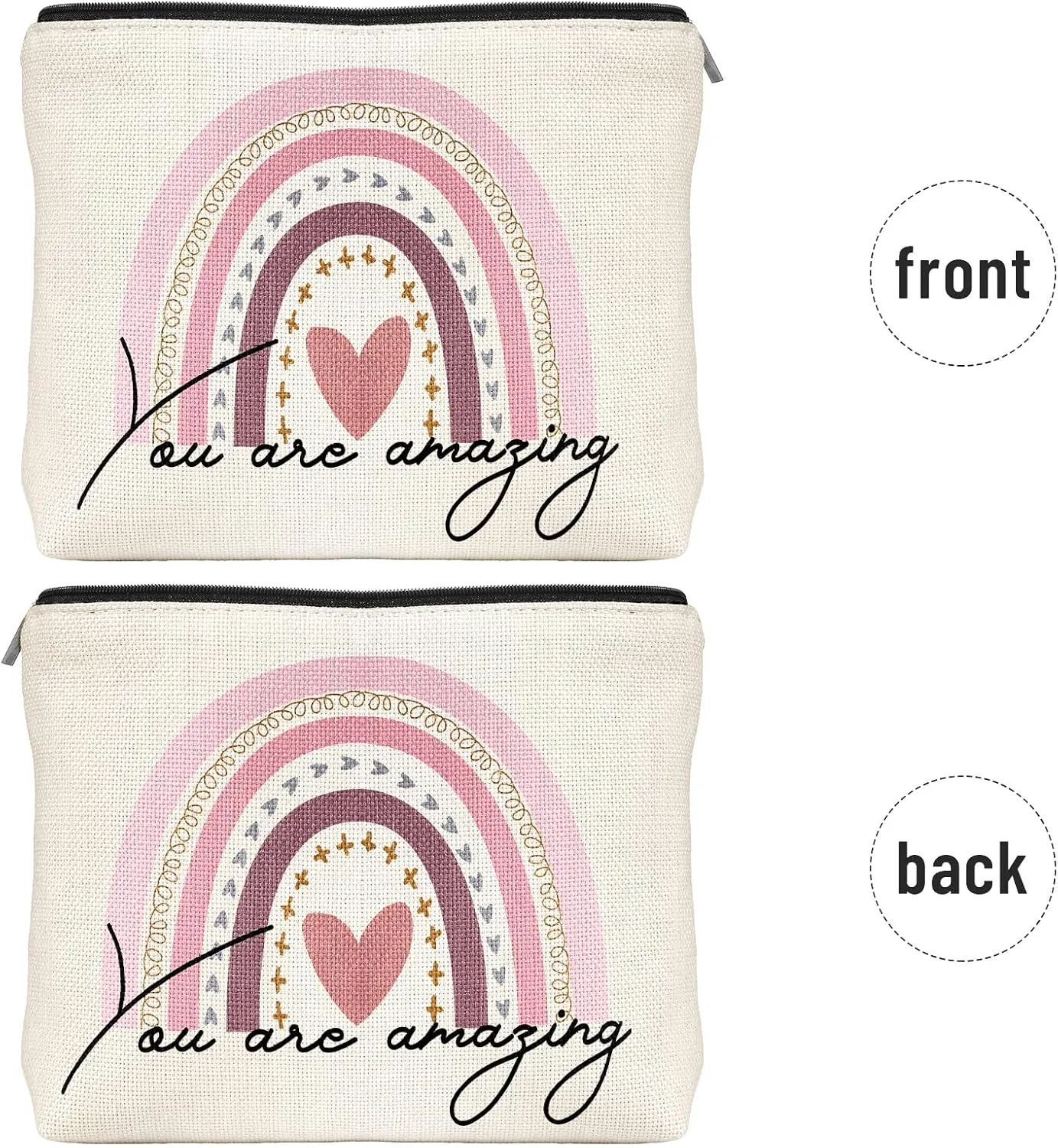 Rainbow Cosmetic Bag Teacher Nurse Inspirational Gift Bags for Women Girls You Are Loved Beautiful Kind Makeup Bag Canvas Purse Pouch for Toiletry Travel (Fresh) Waterproof Zipper Pouch Bag