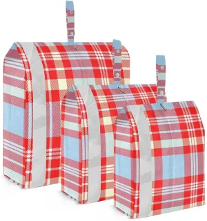 Red Plaid Packing Cubes Set of 3, Lightweight Travel Luggage Organizers Foldable Bags for Easy Packing and Organization