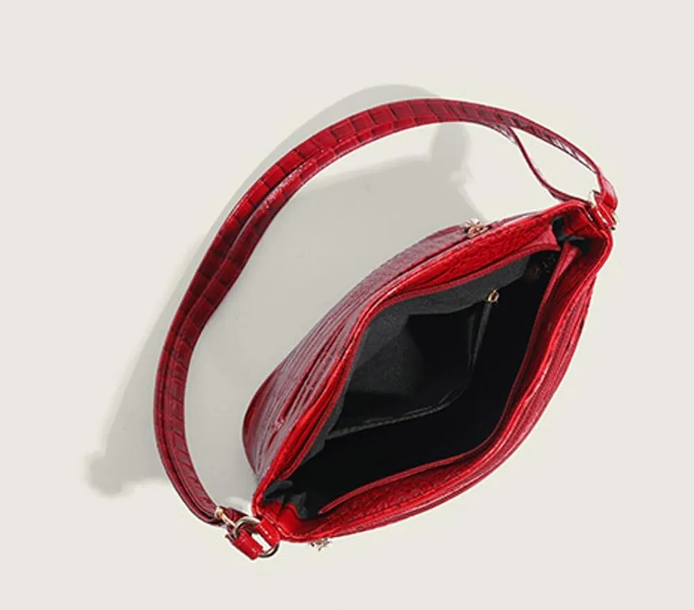 Retro Bucket Bags Women 2025 Spring Trendy Crocodile Print Shoulder Crossbody Purse Tote Handbag Multi Compartments