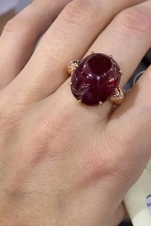 Retro Style Dark Ruby Rose Gold Ring