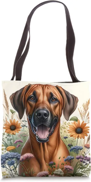 Rhodesian Ridgeback Dog Summer Wildflowers Artwork Tote Bag