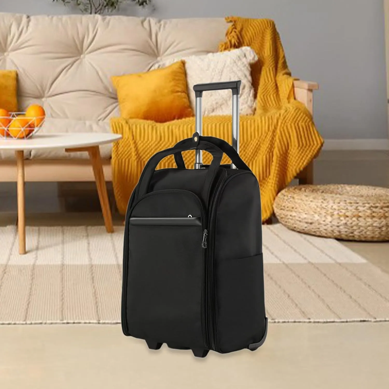 Rolling Duffel Bag with Wheels Carrying Garment Bags for Travel Friendly Picnic, Black