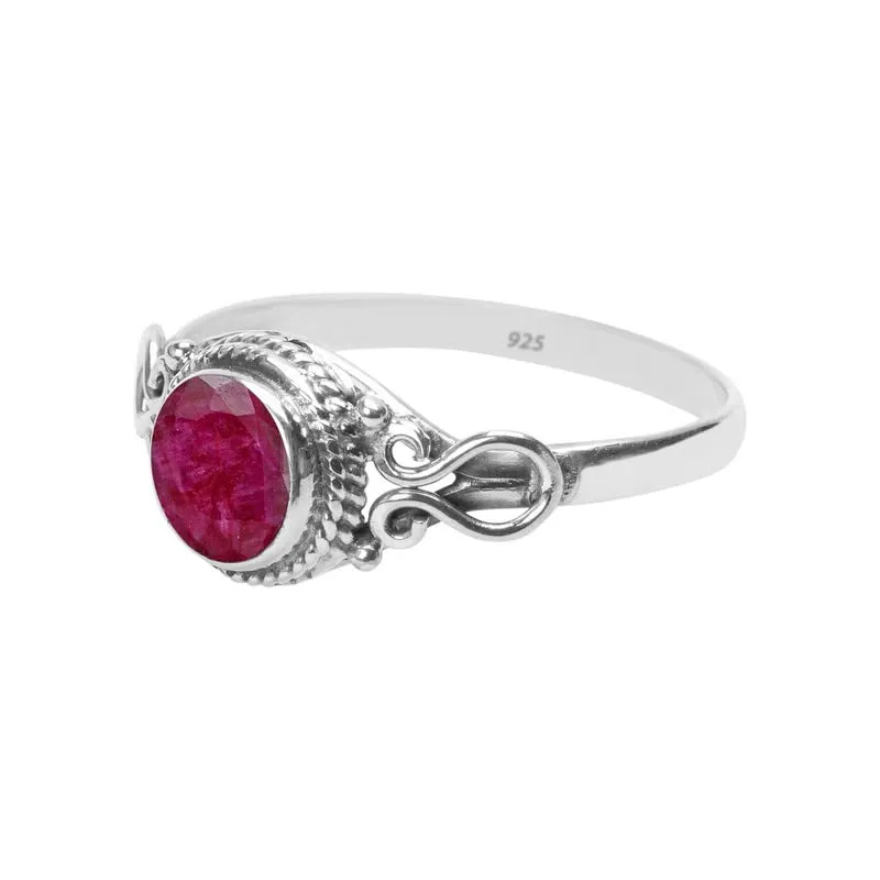 Ruby Stone Ring, Handmade 925 Sterling Silver Rings for Women Girls, Natural Gemstone Ring US size 5 Solitaire Ring, Round Stone Ring, Minimalist Birthstone Gift Jewelry for her