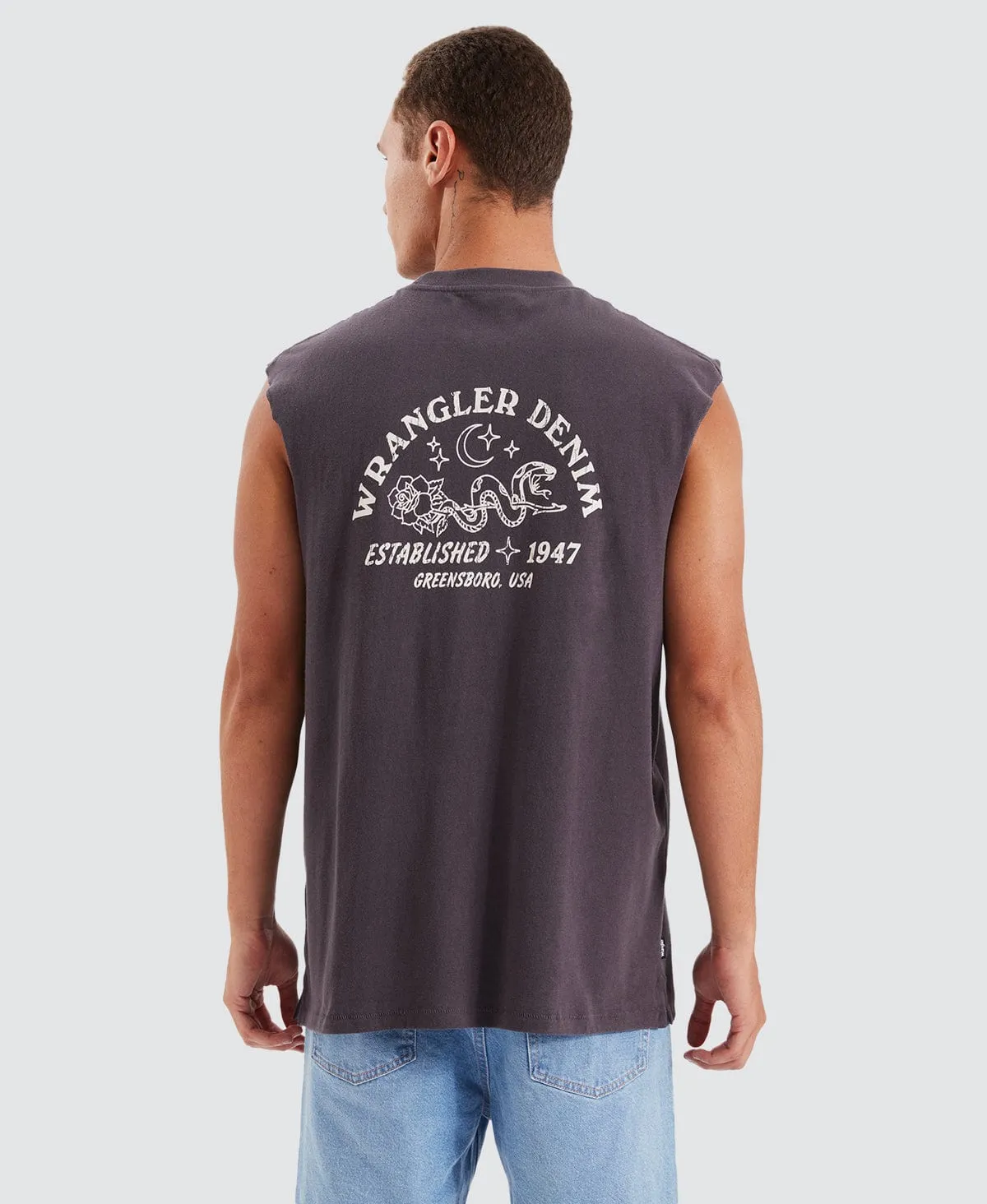 Serpent Stamp Muscle Tee Slate Grey