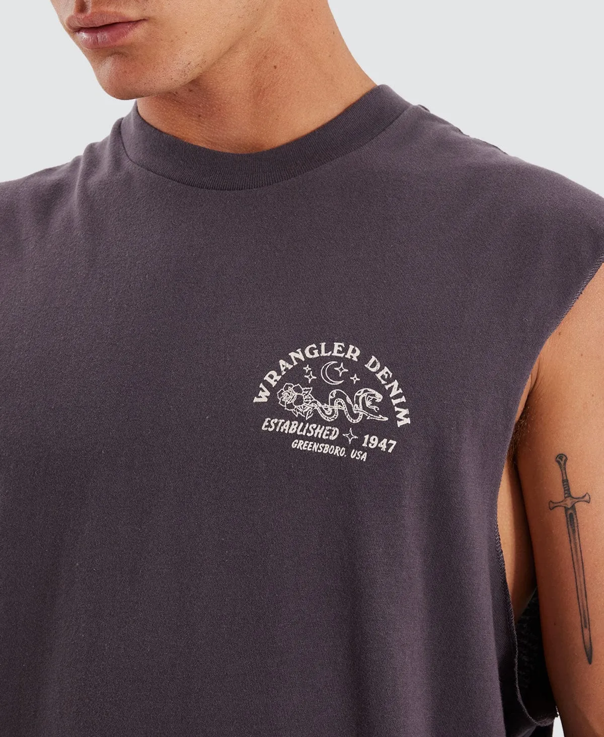 Serpent Stamp Muscle Tee Slate Grey