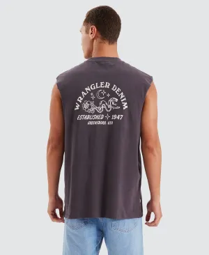 Serpent Stamp Muscle Tee Slate Grey