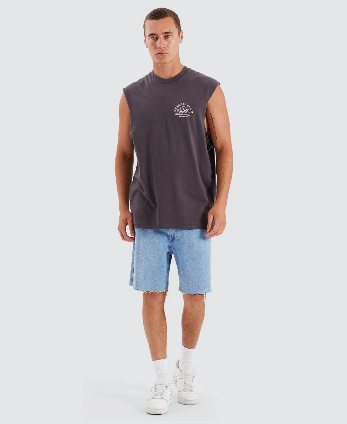 Serpent Stamp Muscle Tee Slate Grey