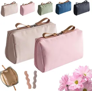 Set Patient Makeup Bag, Set Patient Makeup Pouch, Multi Compartment Toiletry Cosmetic Bag, Travel Makeup Pouch for Women, Portable Water Resistant Versatile Makeup Organizer Bag (2pcs-A)