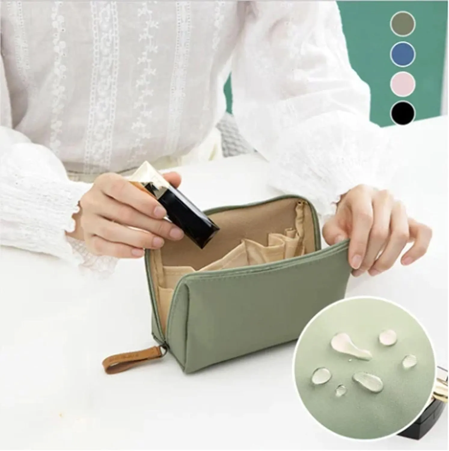 Set Patient Makeup Bag, Set Patient Makeup Pouch, Multi Compartment Toiletry Cosmetic Bag, Travel Makeup Pouch for Women, Portable Water Resistant Versatile Makeup Organizer Bag (2pcs-A)