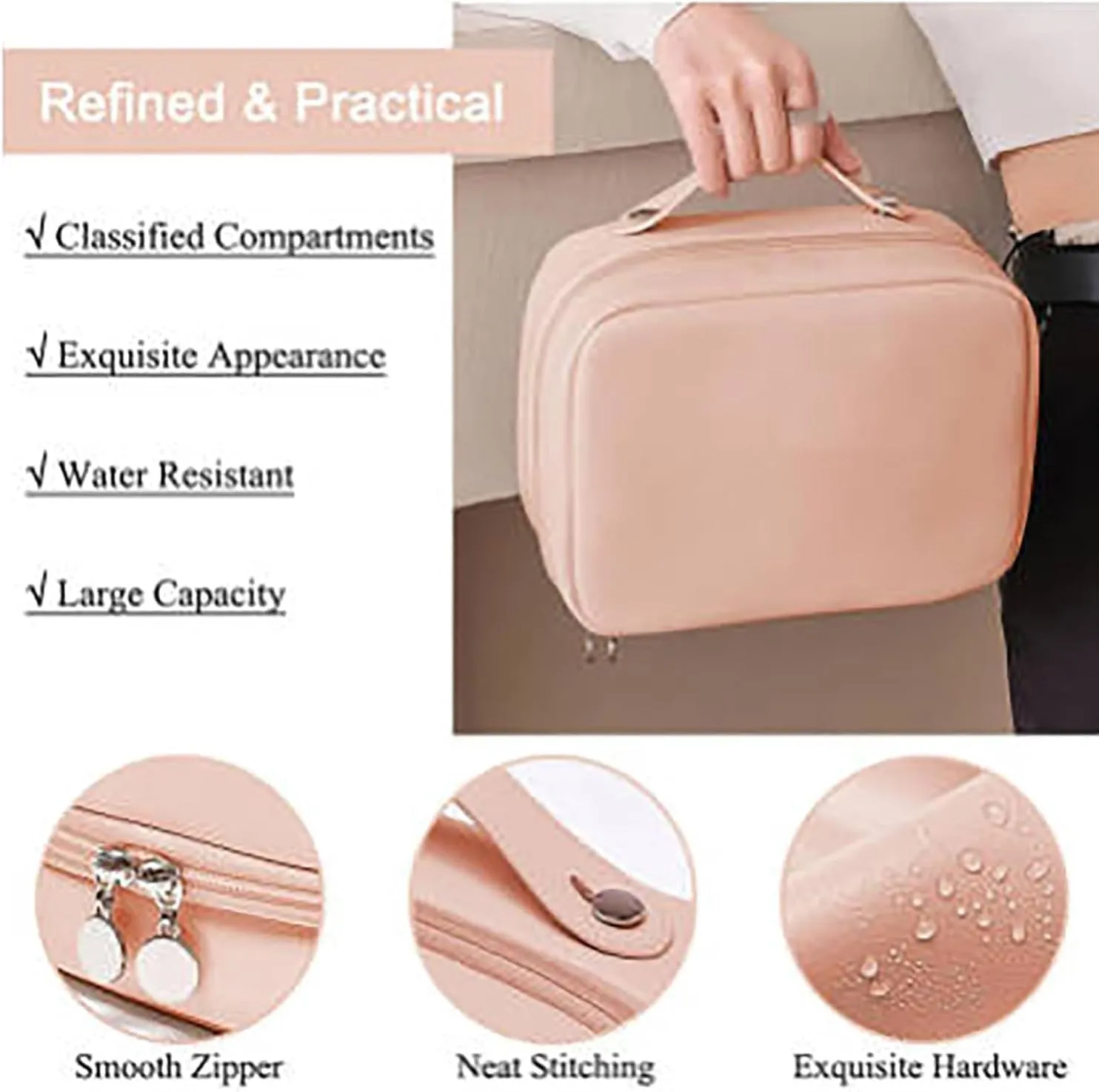 Set Patient Makeup Bag, Set Patient Makeup Pouch, Multi Compartment Toiletry Cosmetic Bag, Travel Makeup Pouch for Women, Portable Water Resistant Versatile Makeup Organizer Bag (Black Set)